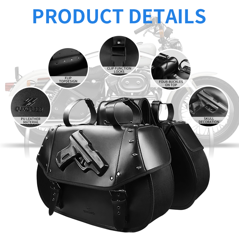 Leather Strap Quick Release - 34L Evrensel Motosiklet PU Deri Yan