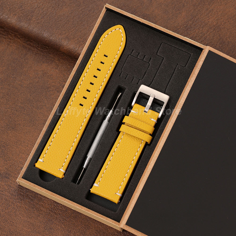 Leather Strap Quick Release - Çift Taraflı Litchi Doku Kayışlı 18